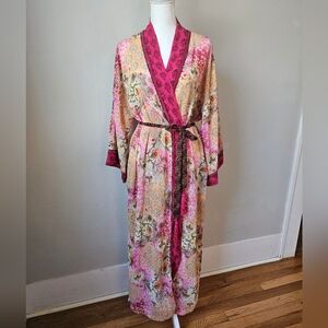 Vintage Victoria's Secret Gold Label Floral And Leopard Kimono Robe